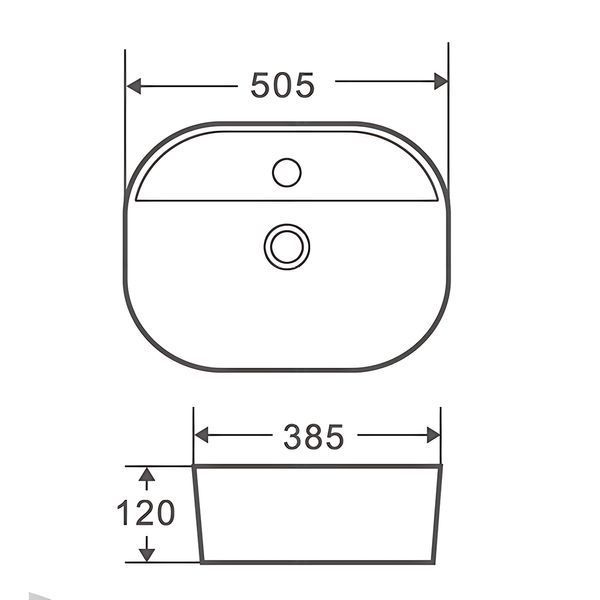Раковина накладная Mixxus Premium ELLIPSE-0203 510х375х120mm с отверстием под смеситель (MP6678) MP6678 фото