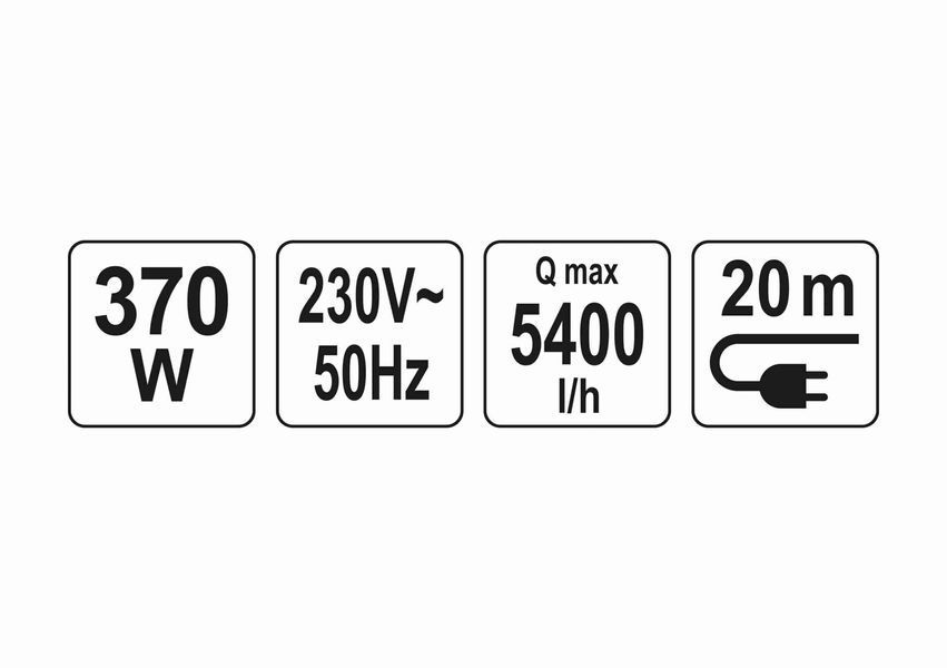 Насос для воды глубинный YATO: 370 Вт, 5400 л/час, макс. высота &ndash; 35 м, макс. глубина &ndash; 80 м, кабель-20м YT-85300 YT-85300 фото