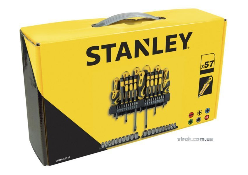 Набор отверток, насадок, головок торцевых STANLEY: "-", "PH", "PZ", "HEX", 57 элементов. STHT0-62143 фото