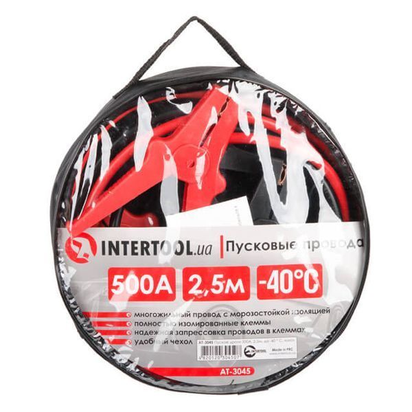 Пускові дроти 500 А, 2,5 м, до -40&deg;C, чохол INTERTOOL AT-3045 AT-3045 фото