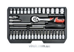 Набір головок торцевих YATO : квадрат 1/4", М4-13 з інструментами. 38 шт. YT-14471 YT-14471 фото
