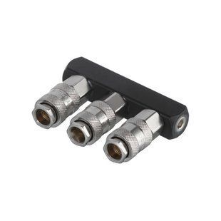 Разветвитель воздуха 1/4&rdquo; на 3 выхода, прямой, 10 bar, со быстроразъемными соединениями INTERTOOL PT-1855 PT-1855 фото