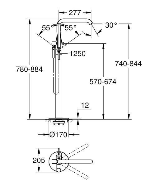 Смеситель для ванны напольный Grohe Essence 25248KF1 (черный матовый) (25248KF1) 25248KF1 фото