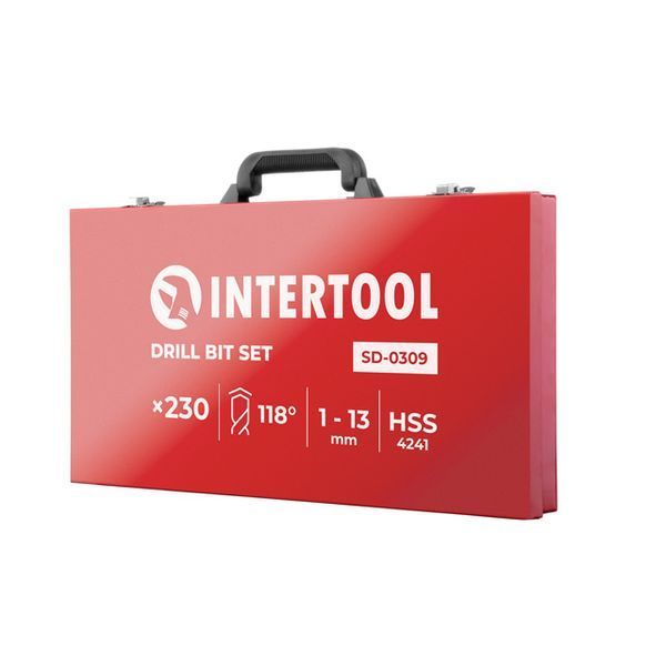 Набір свердел HSS, 230 од. (1-13 мм), у металевому кейсі INTERTOOL SD-0309 SD-0309 фото