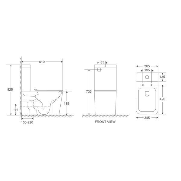 Бачок до унітазу-компакту Mixxus Premium Quadro-0401-R Tank 610х365х825 зі зливною арматурою (MI8312) MI8312 фото