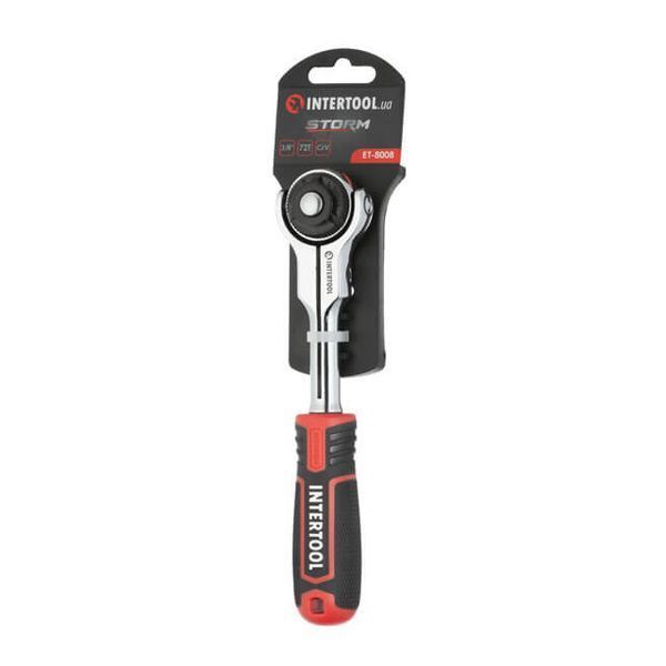 Рукоятка з храповим механізмом поворотна, 72 зуба 3/8 ", Cr-V STORM INTERTOOL ET-8008 ET-8008 фото