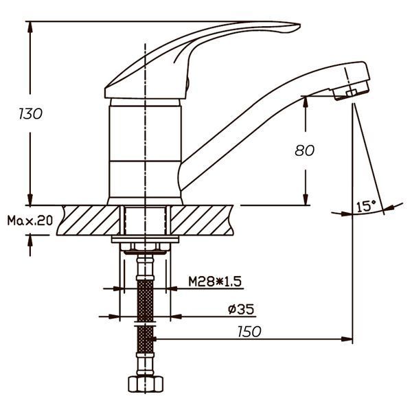 Змішувач для умивальника Haiba Fabio 555 (15 см) (HB0106) HB0106 фото