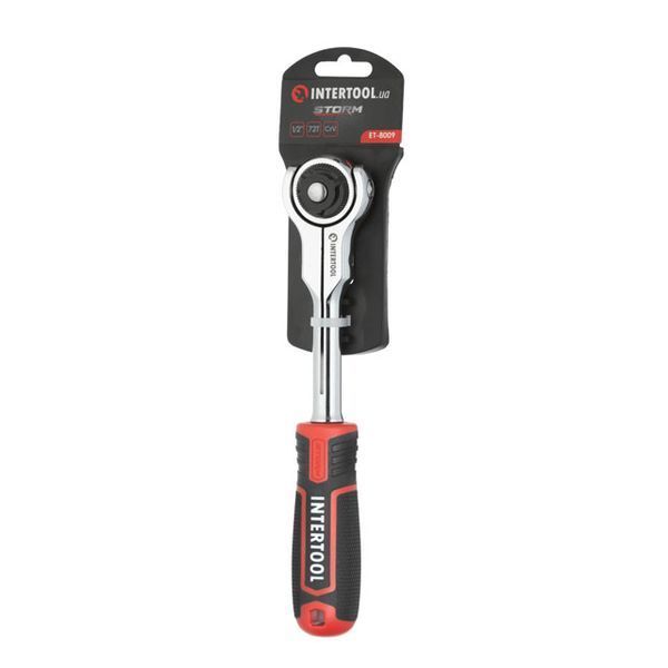 Рукоятка з храповим механізмом поворотна, 72 зуба 1/2 ", Cr-V STORM INTERTOOL ET-8009 ET-8009 фото