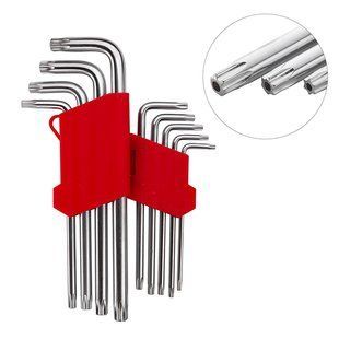 Набір ключів Г-подібних TORX подовжених, з отвором, 9 шт., Т10-Т50, Cr-V INTERTOOL HT-0606 HT-0606 фото
