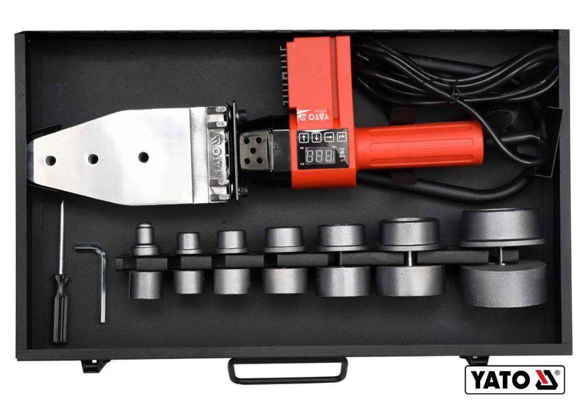 Паяльник для пайки труб PVC YATO, P=850 Вт, &Oslash;=16-63 мм с 7 адаптерами YT-82250 YT-82250 фото