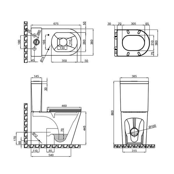 Бачок для унитаза-компакта Mixxus Premium Bevel-0402-R Tank 670х390х880 со сливной арматурой (MI8327) MI8327 фото