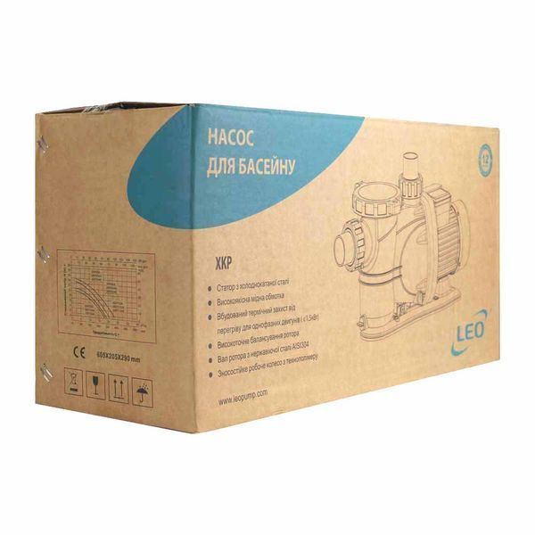 Насос для басейну 0.8кВт Hmax 11м Qmax 300л/хв LEO XKP804 (772223) 772223 фото