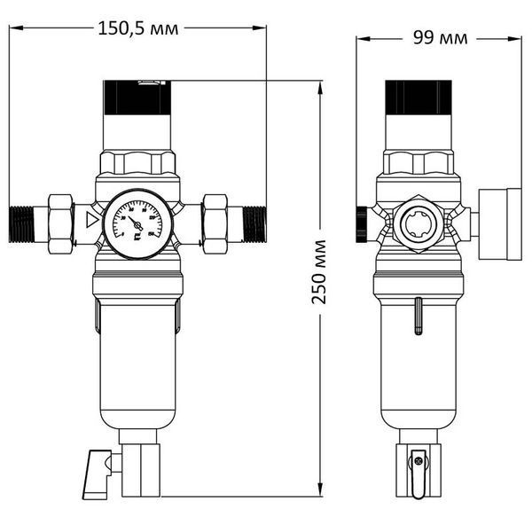 Фільтр самоочисний з редуктором тиску та манометром Koer KR.1242 - 3/4" (KR3188) KR3188 фото