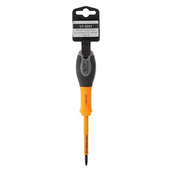Отвертка крестовая изолированная PZ1, 80 мм 1000 В INTERTOOL VT-3221 VT-3221 фото