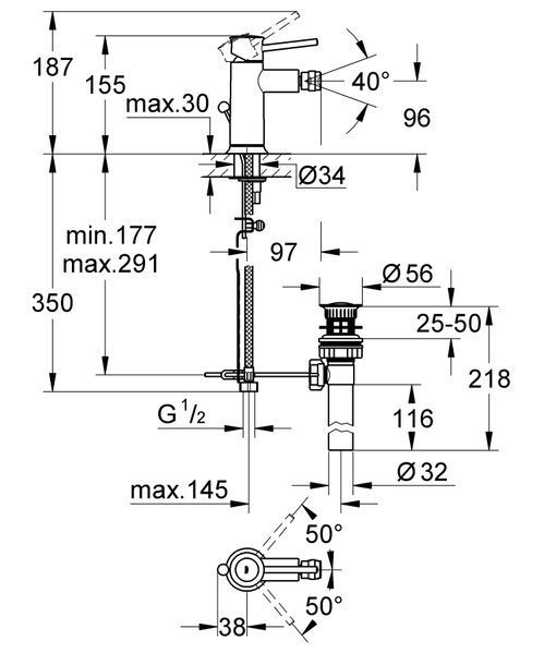 Змішувач для біде Grohe BauClassic (32864000) 32864000 фото