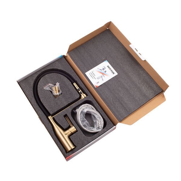 Смеситель для кухни Mixxus Premium Summer 017 BRUSHED GOLD REFL.BLACK (MI6964) MI6964 фото