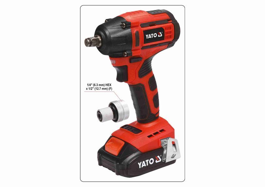 Гайковерт ударний акумуляторний безщітковий YATO Li-Ion 18 В 3 Агод 250 Нм 1/2" + кейс YT-82802 фото
