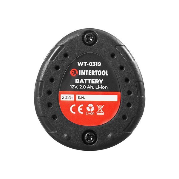 Акумулятор, 12 В, Li-Ion, 2,0 Аг, для дриля-шурупокрута WT-0310/WT-0318/WT-0322 INTERTOOL WT-0319 WT-0319 фото