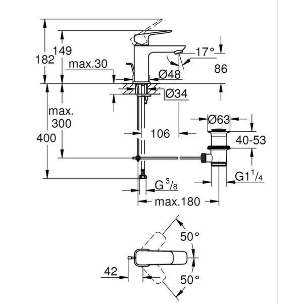 Одноважільний змішувач для раковини Grohe Cubeo S-розміру (1016942430) 1016942430 фото