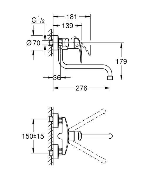Смеситель для кухни для настенного монтажа Grohe Eurosmart New (32224003) 32224003 фото