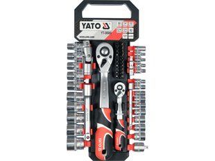 Набір головок торцевих і викрутк. вставок YATO з квадратами 1/4" і 1/2", з 2 тріщатками і обла 51 шт YT-38680 YT-38680 фото