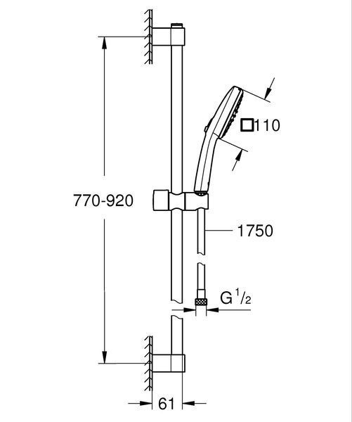 Душевой гарнитур Grohe Tempesta Cube 110, 2 режима (26908003) 26908003 фото
