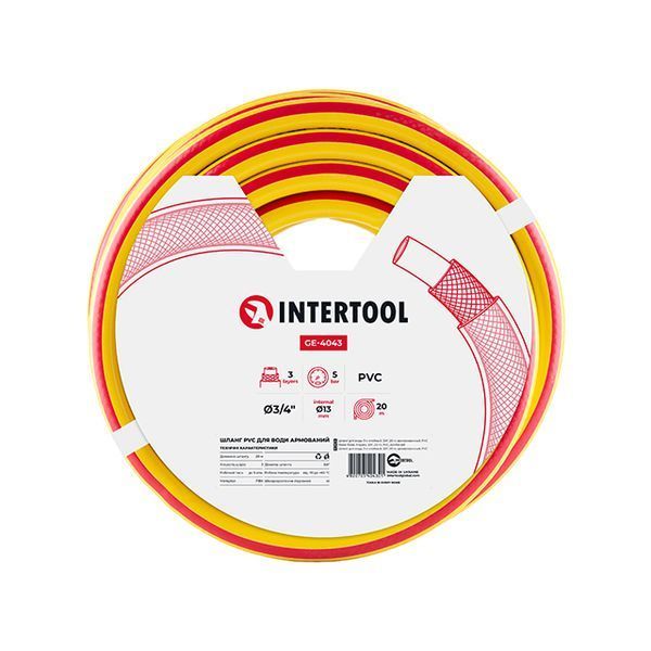 Шланг для поливу 3- х шаровий 3/4 ", 20м, армований PVC INTERTOOL GE-4043 GE-4043 фото