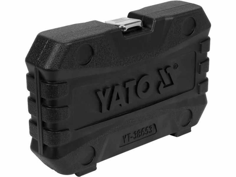 Набор сквозных торцевых головок SPLINE YATO: квадрат 3/8" и 1/2", М10-М24 с храповым воротком YT-38653 YT-38653 фото