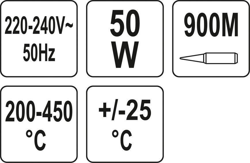 Паяльник сетевой YATO P=50 Вт. с регулировкой t=200-450&deg;С YT-82700 YT-82700 фото