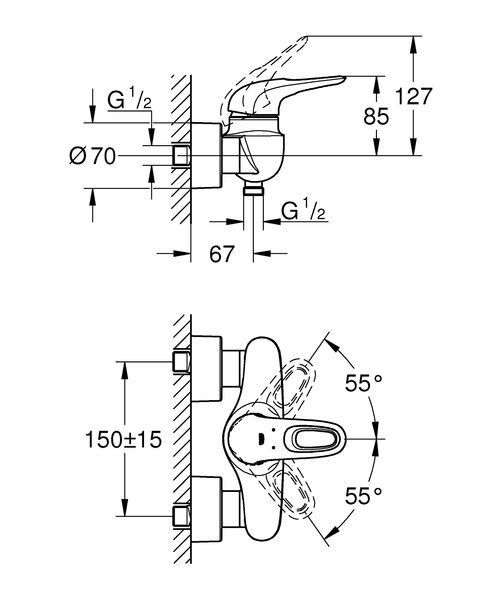 Змішувач для душу Grohe Eurostyle (33590003) 33590003 фото