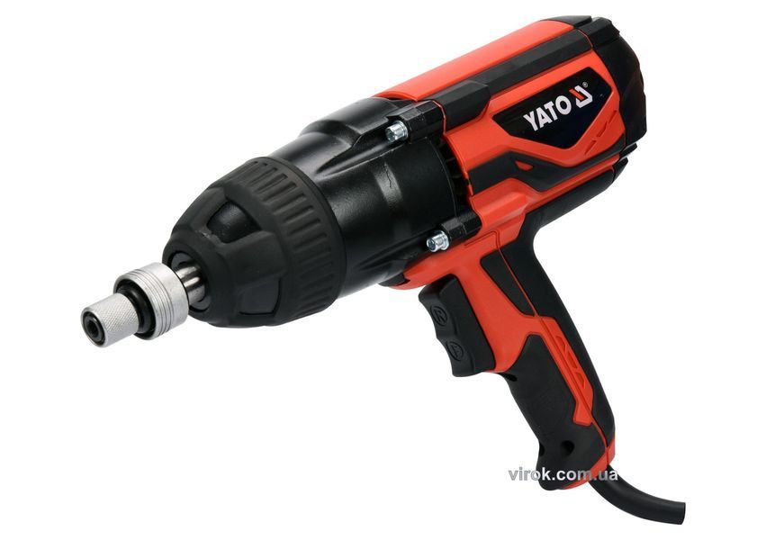 Гайковерт ударний мережевий YATO: 1/4" HEX x 1/2" F, 1020Вт, 600Нм, 2600 об/хв +4 головки і кейс YT-82021 YT-82021 фото