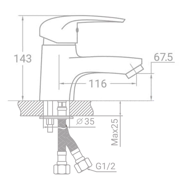 Смеситель s43 &Oslash;40 для раковины на шпильке TAU SM-2A144C (9843000) 9843000 фото