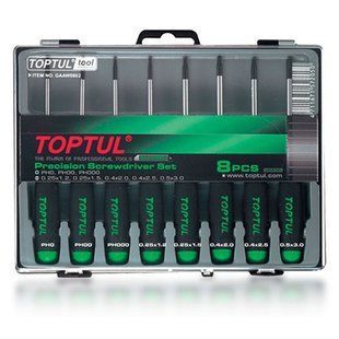Набір прецизійних викруток TOPTUL (PH000-PH0, SL1.2-SL3) 8од. GAAW0802 GAAW0802 фото