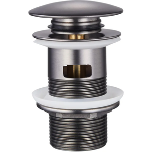 Донный клапан для раковины с переливом Zerix BV-09 GRAY 1 1/4" автоматический Click-Clack (Цвет графит) (MY0415) MY0415 фото