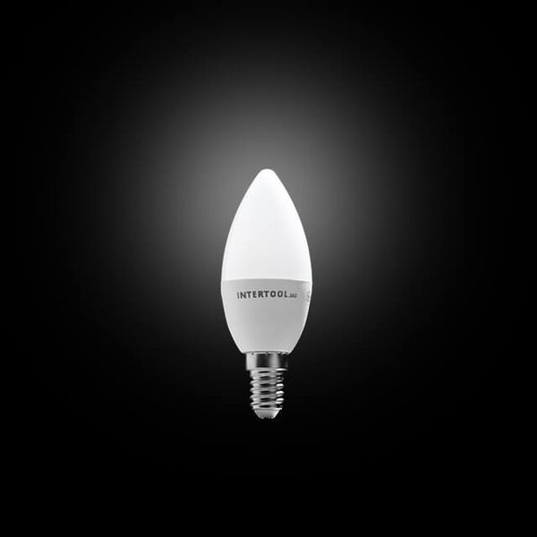 Лампа светодиодная LED C37, E14, 5 Вт, 150-300 В, 4000 K, 30000 ч, гарантия 3 года (Свеча) INTERTOOL LL-0152 LL-0152 фото