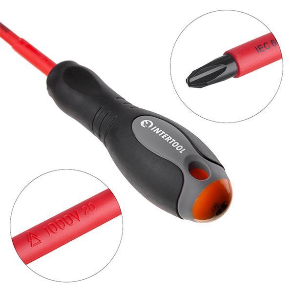 Отвертка крестовая изолированная, PH3, 1000 В, 150 мм INTERTOOL VT-3213 VT-3213 фото