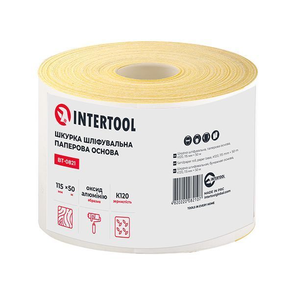 Шкурка шліфувальна, паперова основа, К120, 115 мм &times; 50 м INTERTOOL BT-0821 BT-0821 фото