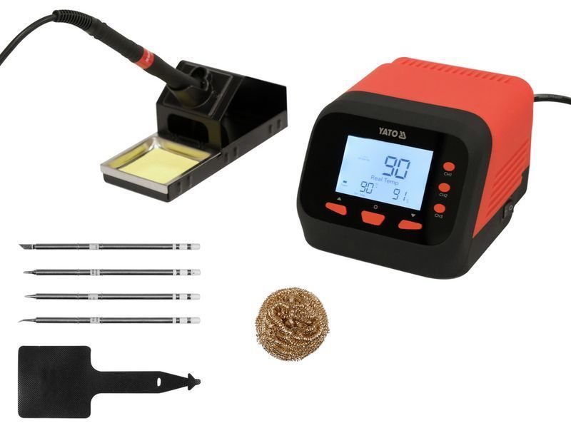 Паяльна станція мережева 110-230 V YATO; Р= 75 Вт, t&deg;= 90-480&deg;С, жало тип T12, LCD табло YT-82462 YT-82462 фото