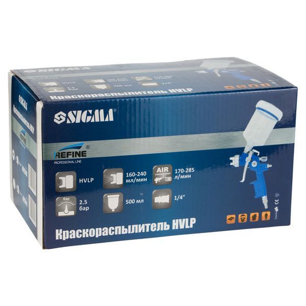 Фарборозпилювач HVLP &Oslash;1.4мм 170-285л/хв 2.5бар в/б 500мл (пласт) REFINE (6812401) 6812401 фото