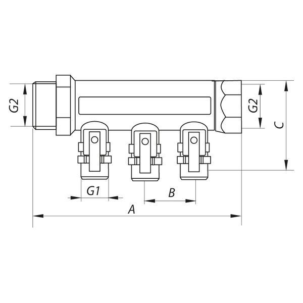 Колектор з кульовими кранами і фитингом Koer KR.1126-3 1"x3 ways (KR2839) KR2839 фото