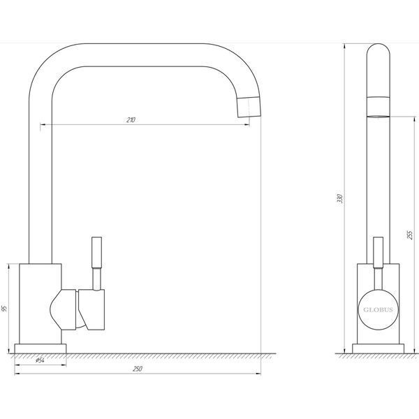 Змішувач для кухні Globus Lux ALPEN SBT1-203L-GP 000026594 фото