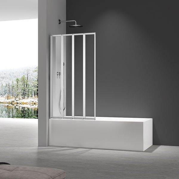 Шторки стеклянные на ванную складные Koer SR BS07-80x140-TR-01 прозрачное стекло Easy Clean 4мм, хром (KR5948) KR5948 фото