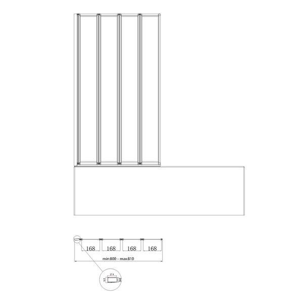 Шторки стеклянные на ванную складные Koer SR BS07-80x140-TR-01 прозрачное стекло Easy Clean 4мм, хром (KR5948) KR5948 фото