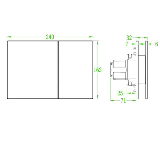 Панель змиву Koer KT-0610-01 240x160x32mmmm пластикова, кнопка квадратна (колір хром) (KR6135) KR6135 фото