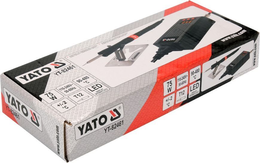 Паяльная станция сетевая: 110-230 V YATO; Р = 75 Вт, t &deg; = 90-480 &deg; С, жало тип T12, LCD табло (DW) YT-82461 YT-82461 фото