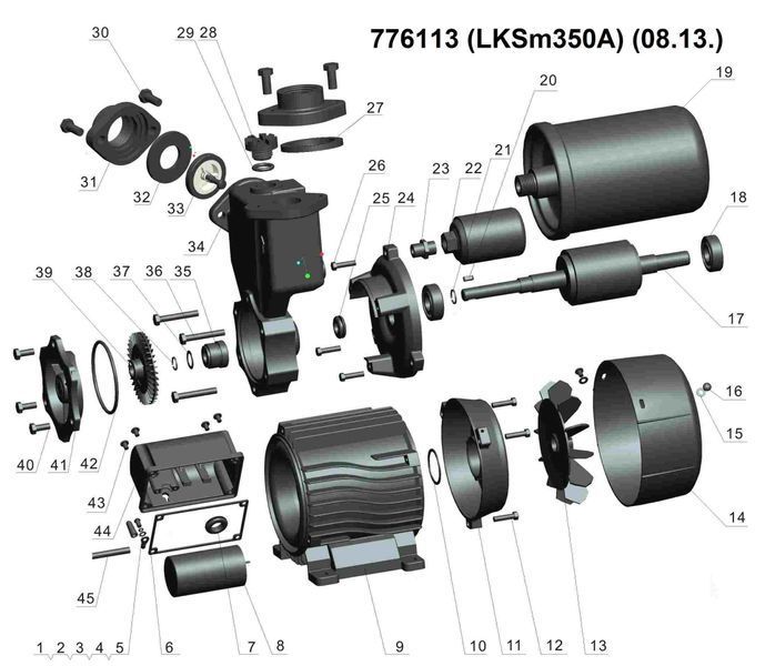 Станція 0,35 кВт Hmax 35 м Qmax 40 л/хв (вихровий насос) 1 л LEO LKSm350A (776113) 776113 фото
