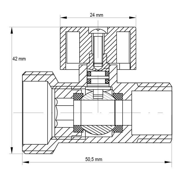 Кран триходовий 1/2Mx3/4Mx1/2F Koer KR.515 (KR0103) KR0103 фото