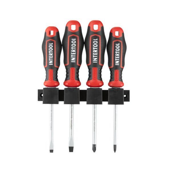 Отверточный набор, 4 ед., S2, 100 мм (SL5, SL6, PH1, PH2) STORM INTERTOOL VT-3434 VT-3434 фото