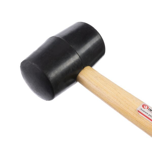 Киянка гумова, 360 г, 45 мм, чорна гума, дерев'яна ручка INTERTOOL HT-0236 HT-0236 фото