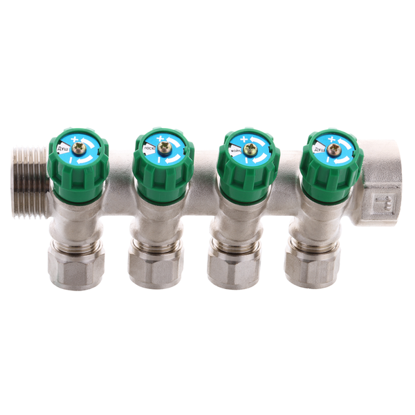 Колектор вентильний з фитингом Koer KR.1124-4 1"x4 ways (KR2834) KR2834 фото